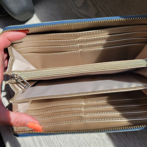 Guess Denim Long Zip Wallet - Picture 7 of 11